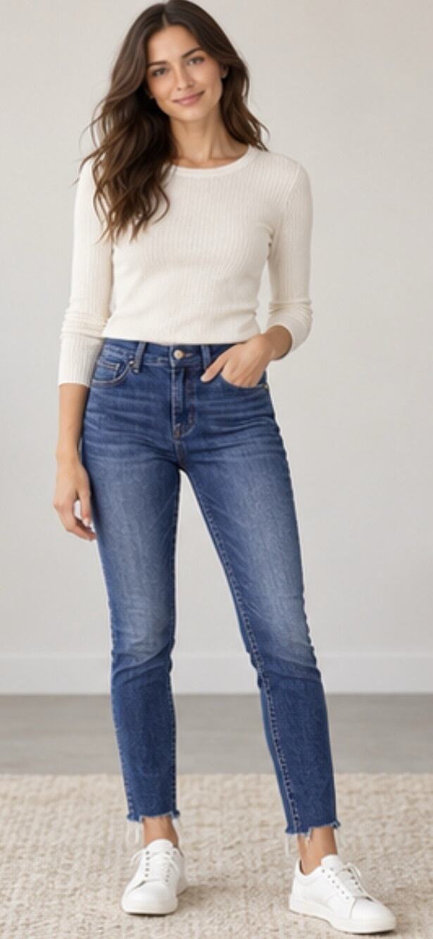 Nicole Miller New York Women’s Jeans Size 4 Skinny Raw Hem Blue Stretch